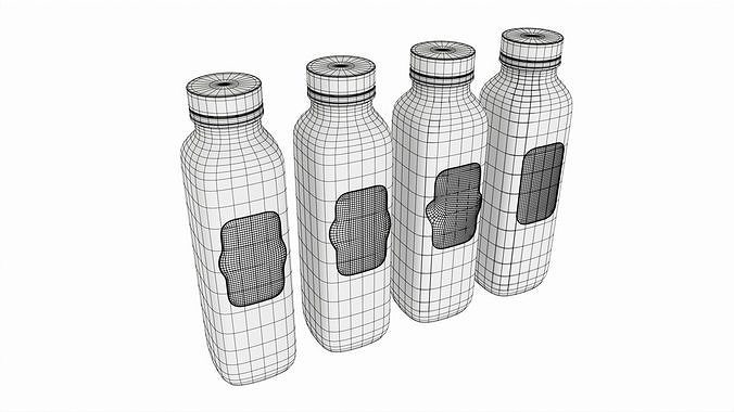 Juice bottle set mockup 3D model 7