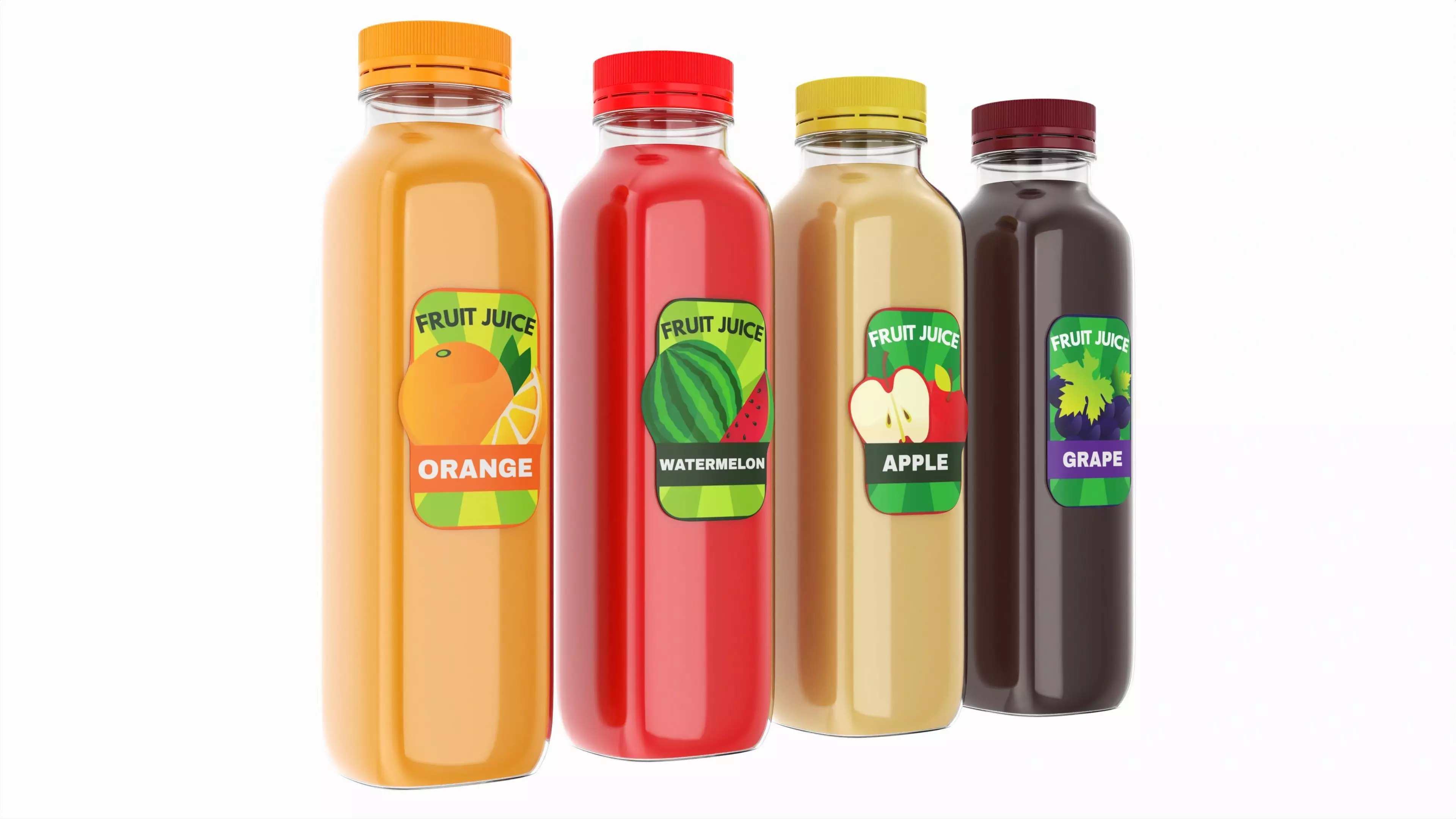 Juice bottle set mockup 3D model_0