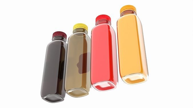 Juice bottle set mockup 3D model 4