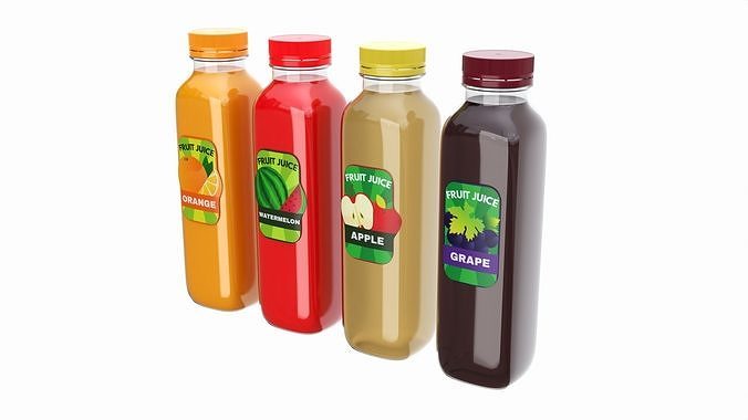 Juice bottle set mockup 3D model 3