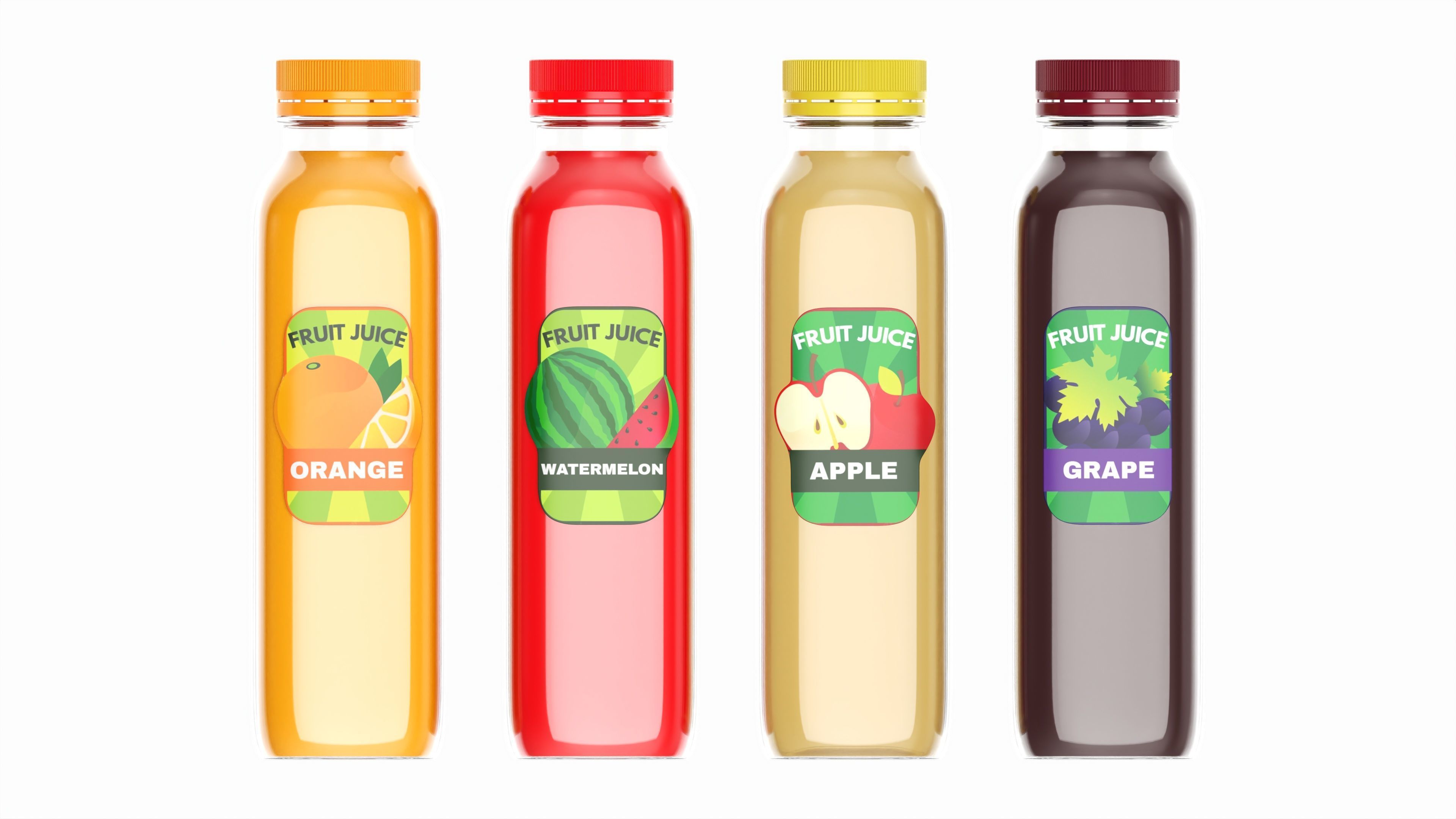 Juice bottle set mockup 3D model_4