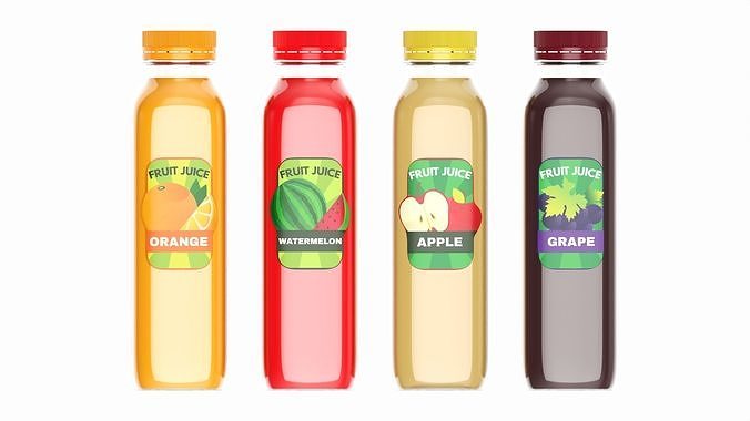Juice bottle set mockup 3D model 5
