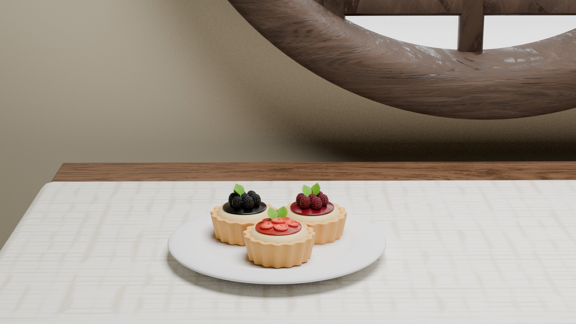 Berry Tarts Low-poly 3D model_4