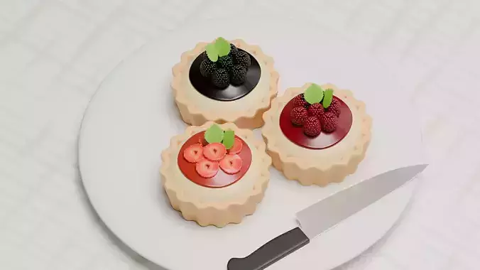 Berry Tarts Low-poly 3D model
