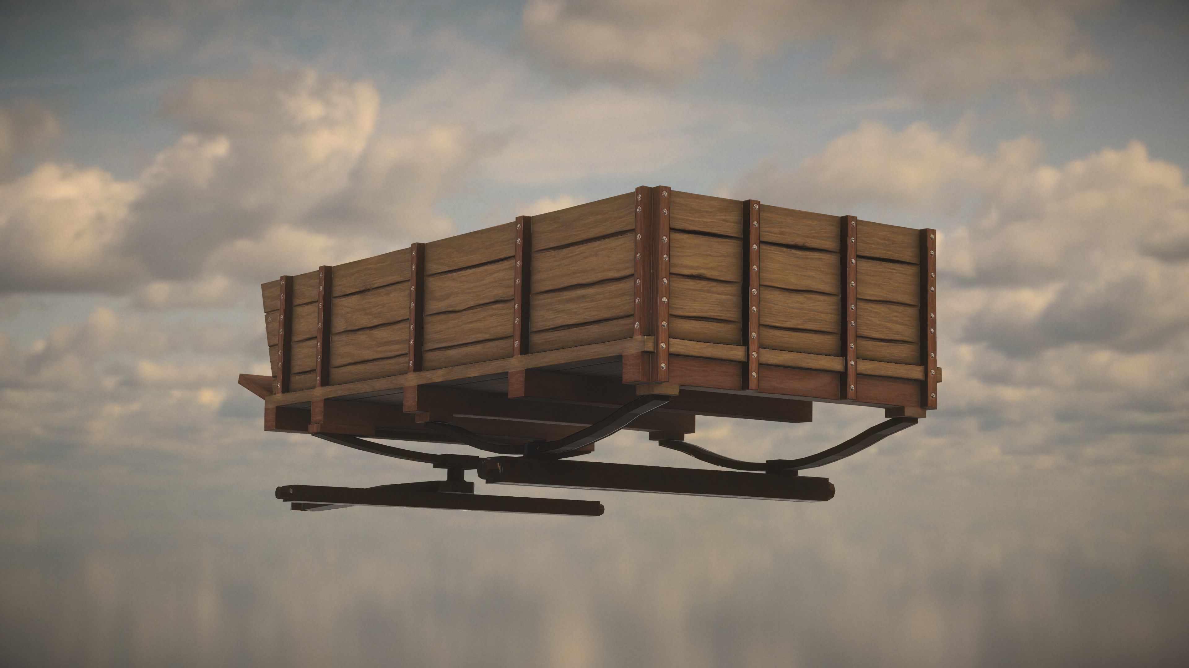 Western Wagon Low-poly 3D model_3