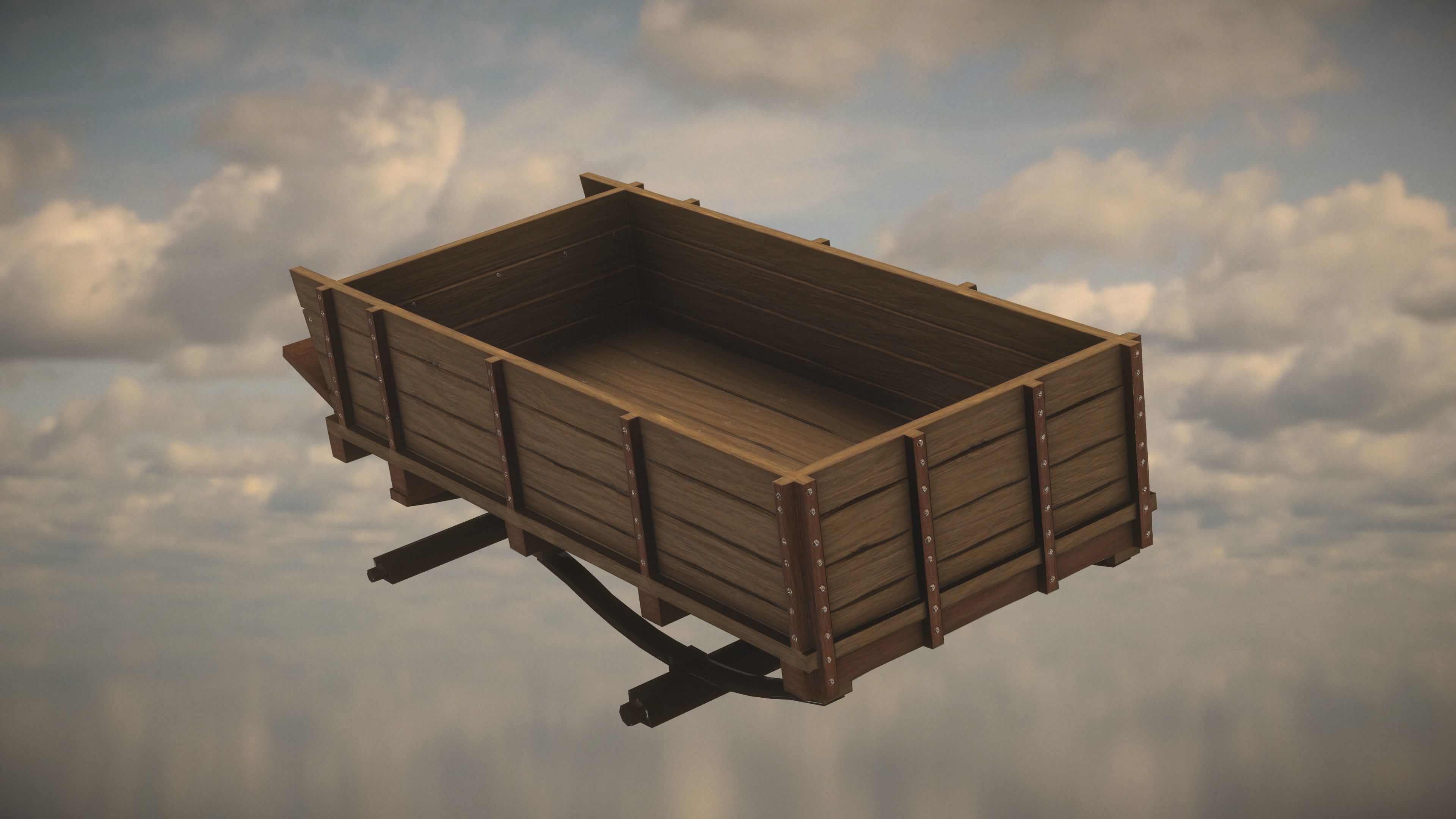 Western Wagon Low-poly 3D model_2