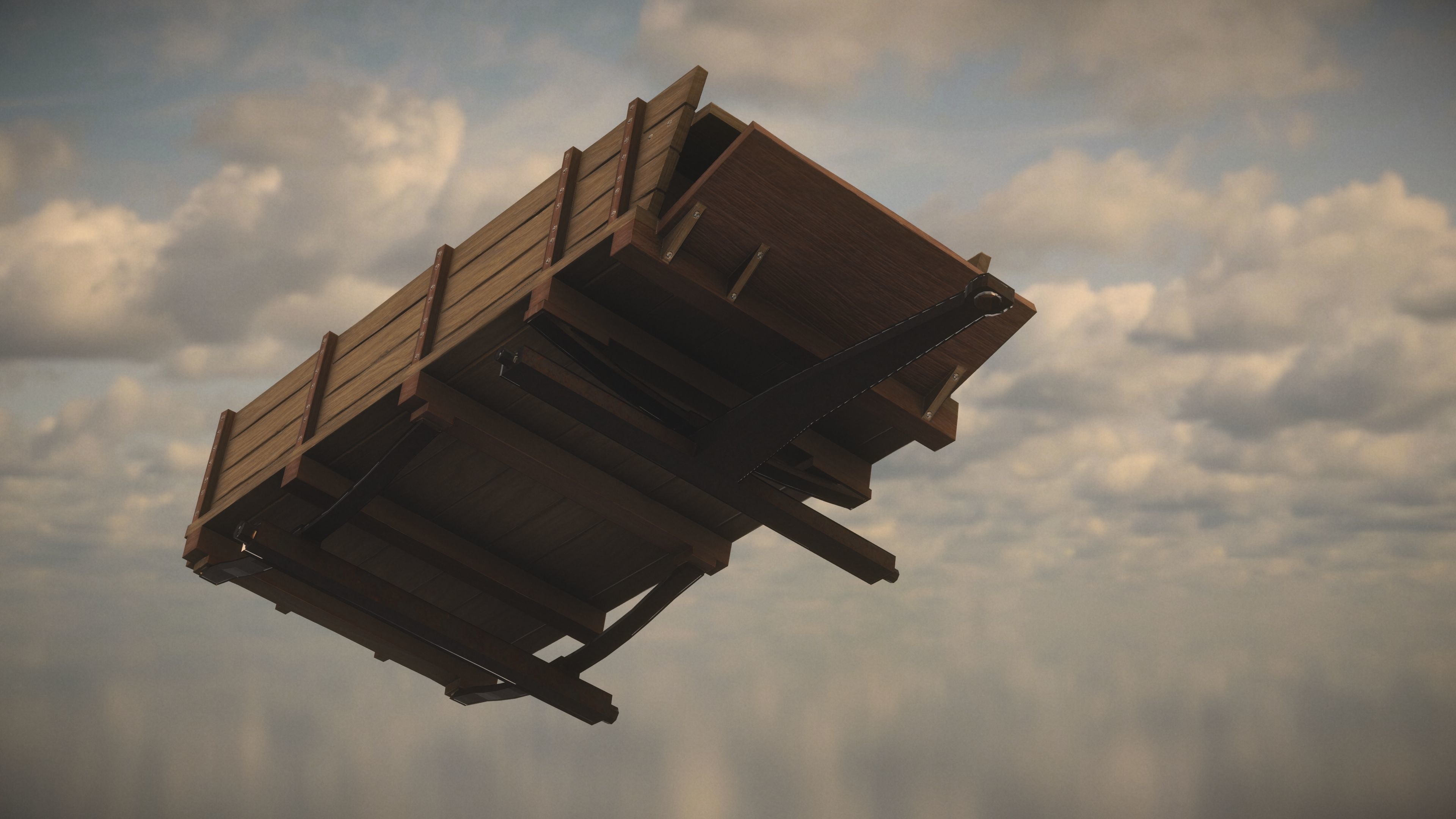 Western Wagon Low-poly 3D model_1