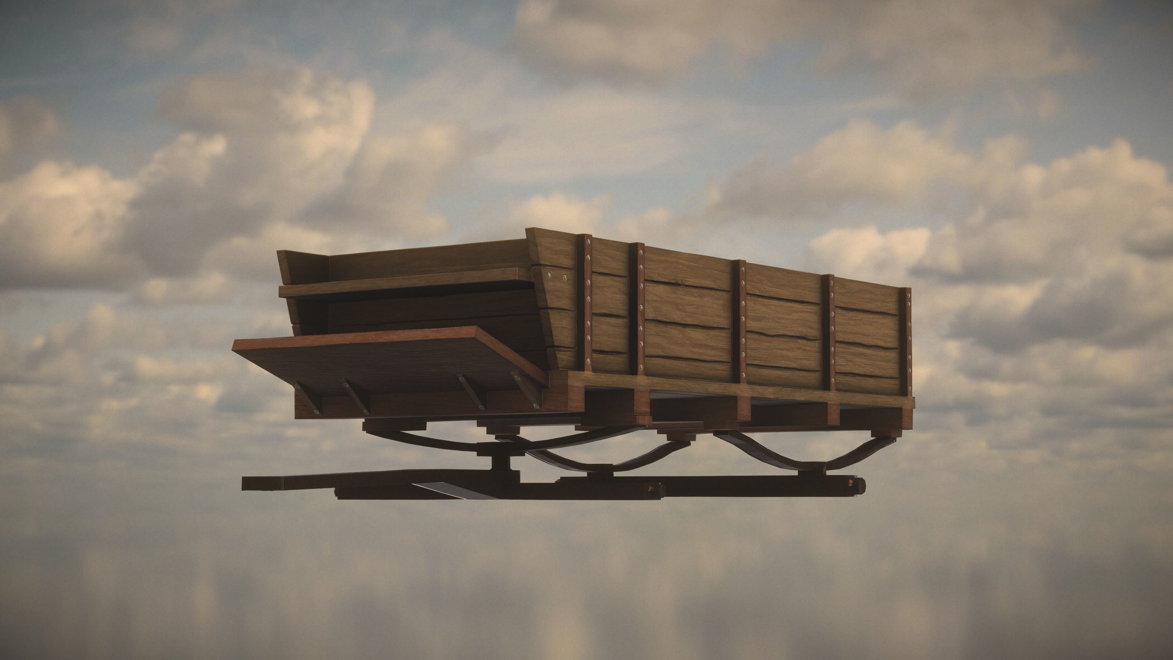 Western Wagon Low-poly 3D model_6