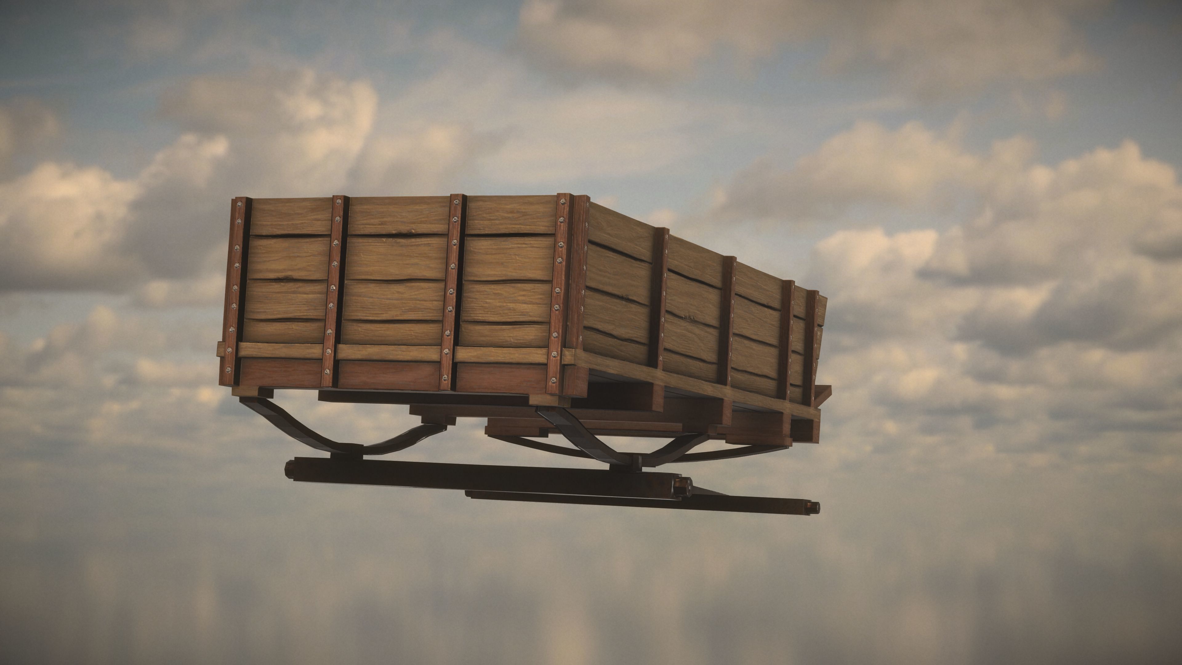 Western Wagon Low-poly 3D model_4