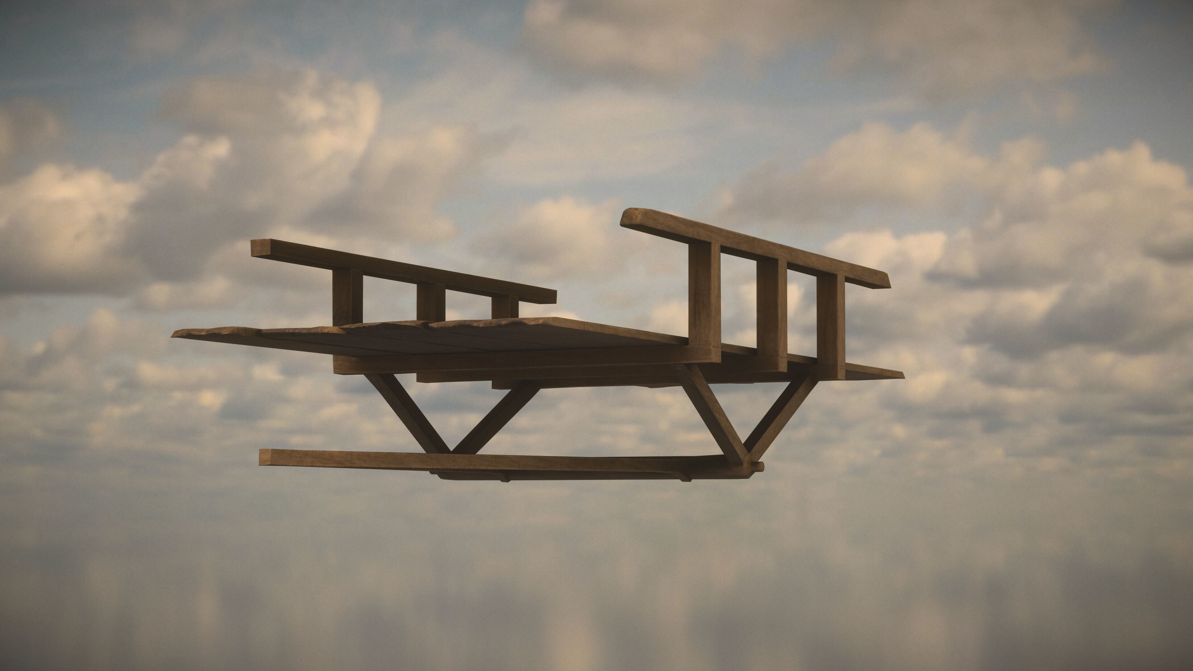 Western Wagon Low-poly 3D model_3