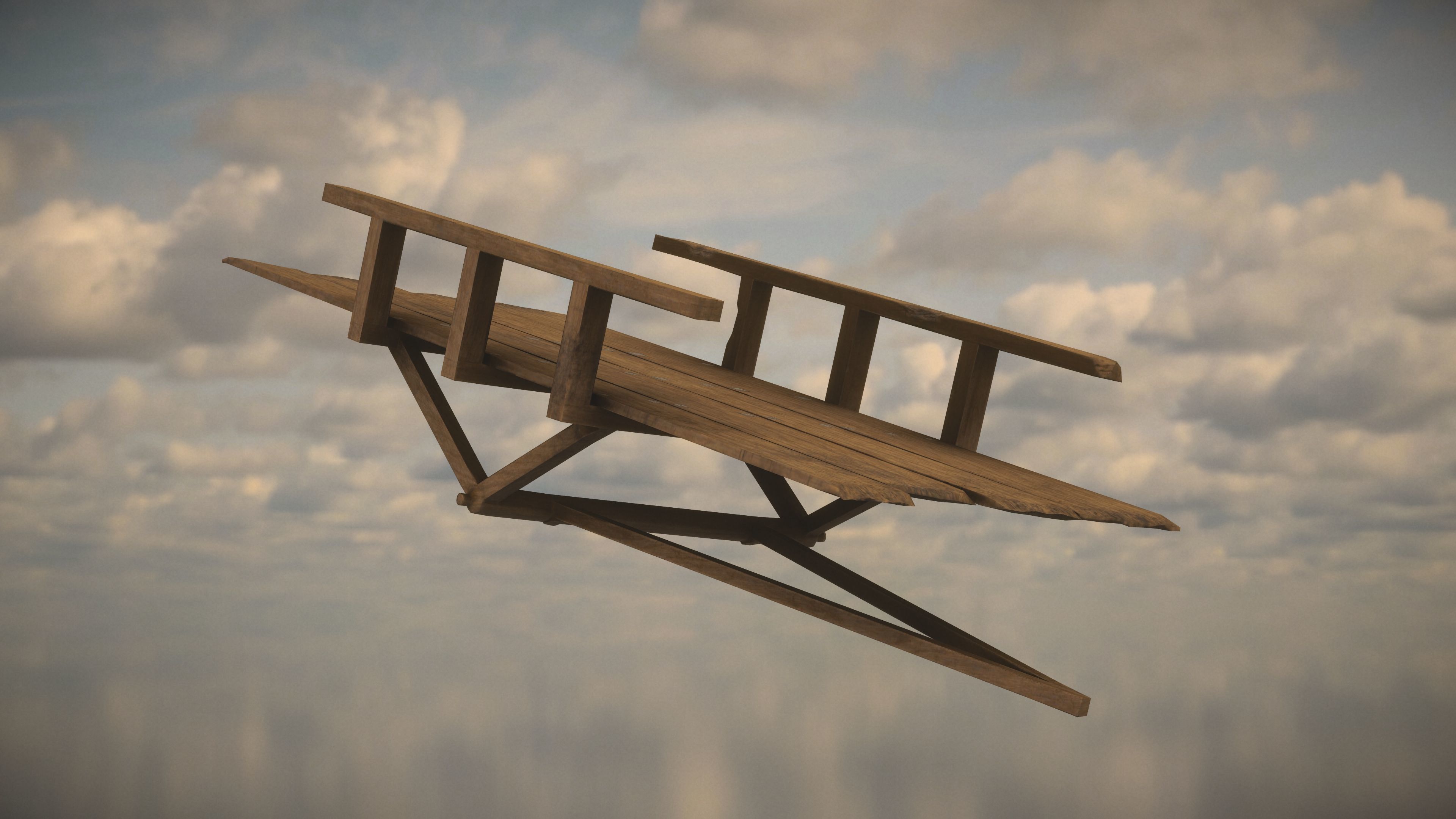 Western Wagon Low-poly 3D model_1