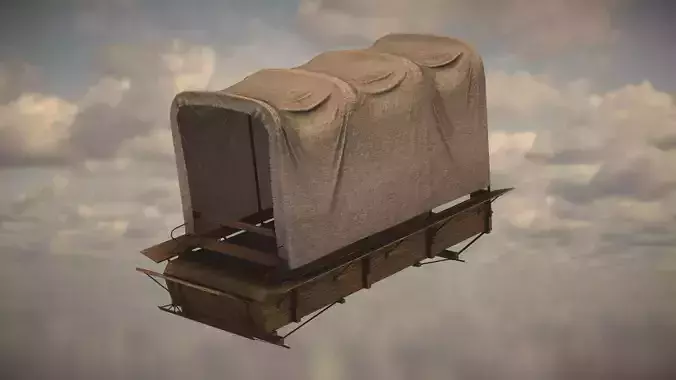Western Wagon Low-poly 3D model