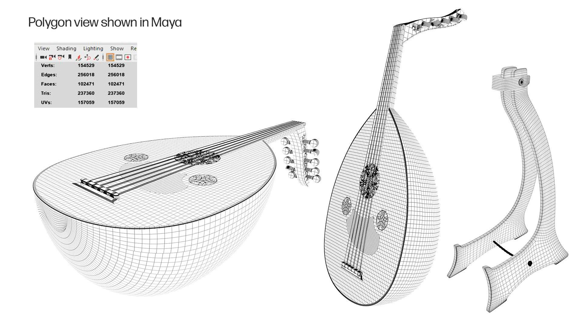 Oud or Loot with stand 3D model_5