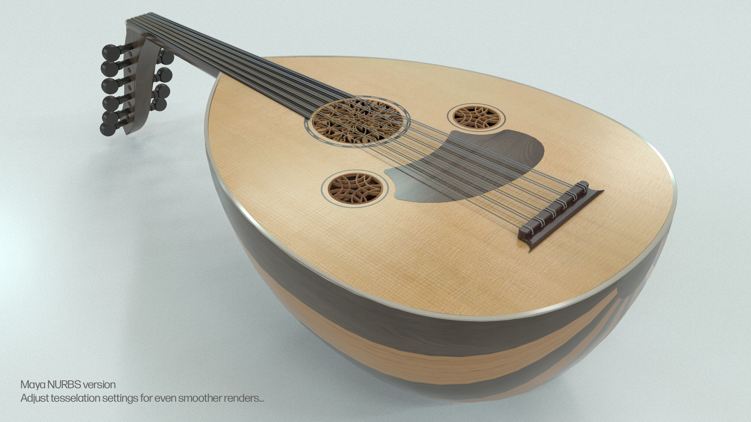 Oud or Loot with stand 3D model_13
