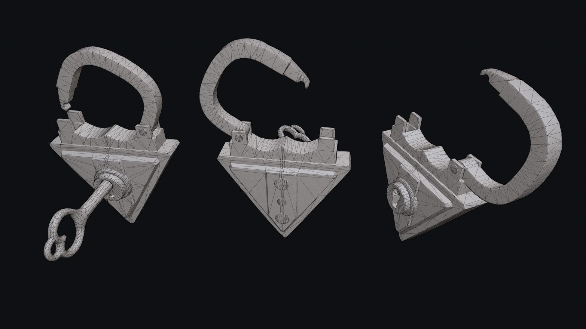 Padlock 7 Low-poly 3D model_6