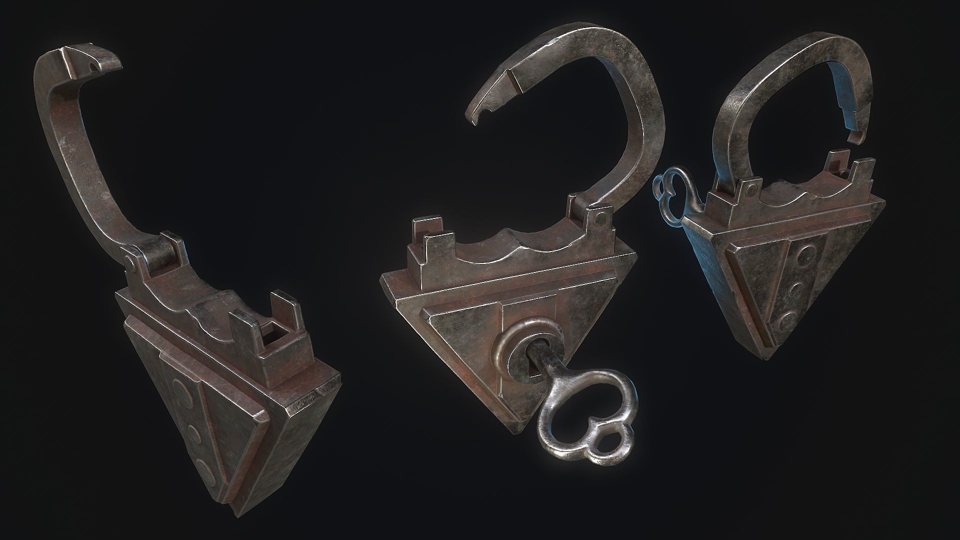 Padlock 7 Low-poly 3D model_4