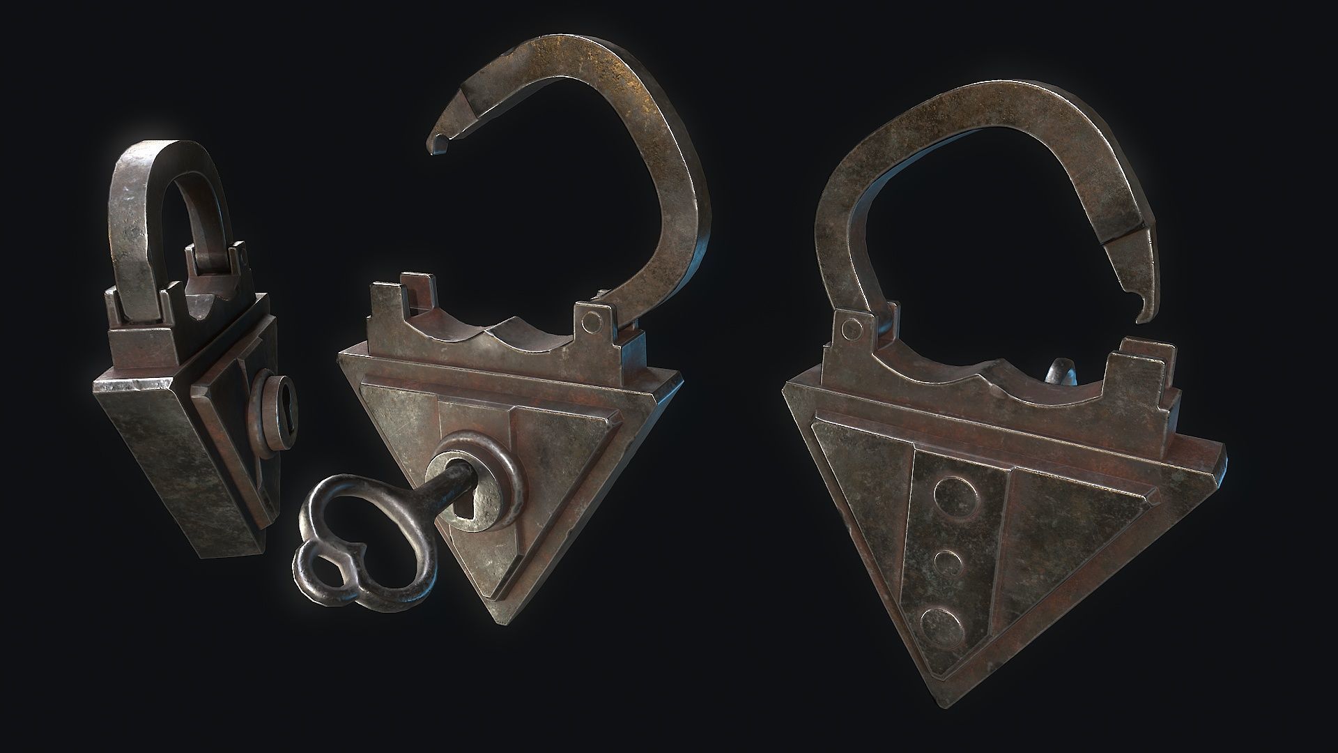 Padlock 7 Low-poly 3D model_3