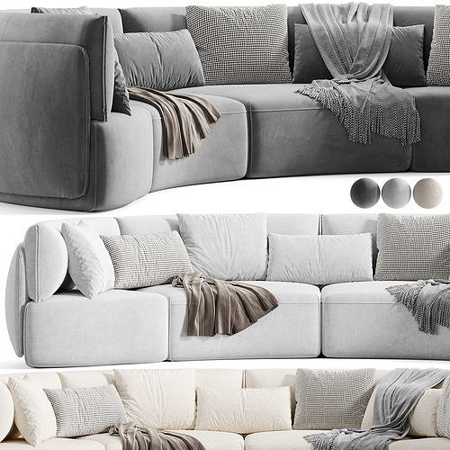 Hearth Curve Lounge Sofa 3D model 3