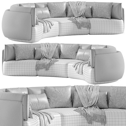 Hearth Curve Lounge Sofa 3D model 7