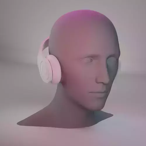 Minimalist White Headphones with Sleek Design Low-poly 3D model