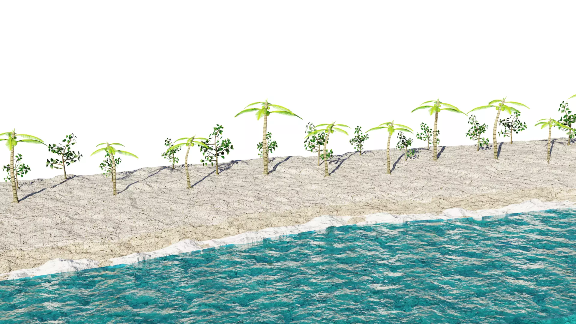 Beach Terrain 3D Model Low-poly 3D model_0