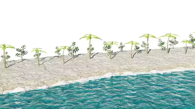 Beach Terrain 3D Model Low-poly 3D model