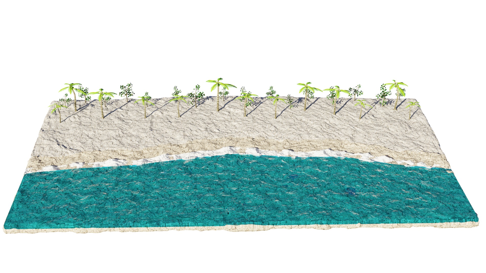 Beach Terrain 3D Model Low-poly 3D model_6