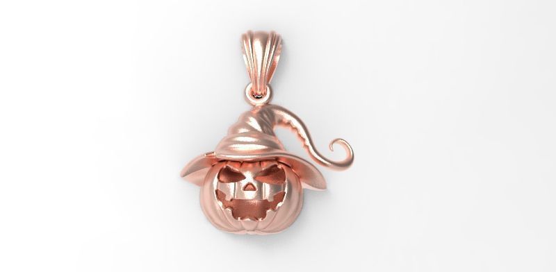 Pumpkin charm necklace vegetable garden pendant haloween 3D print model_20