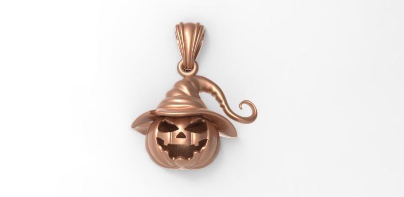 Pumpkin charm necklace vegetable garden pendant haloween 3D print model_21