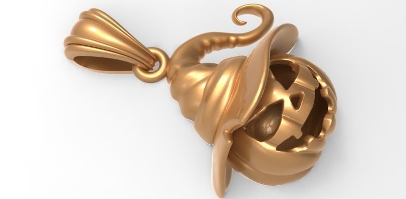 Pumpkin charm necklace vegetable garden pendant haloween 3D print model_26