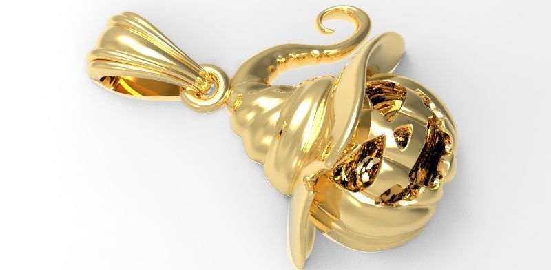 Pumpkin charm necklace vegetable garden pendant haloween 3D print model_2