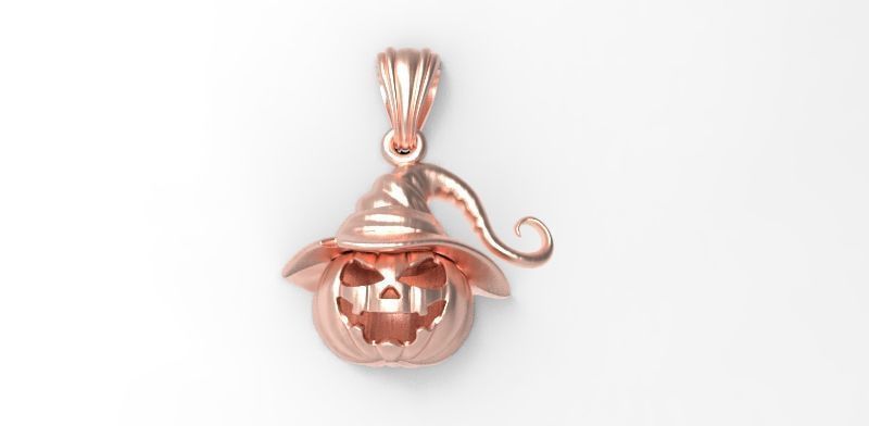 Pumpkin charm necklace vegetable garden pendant haloween 3D print model_19