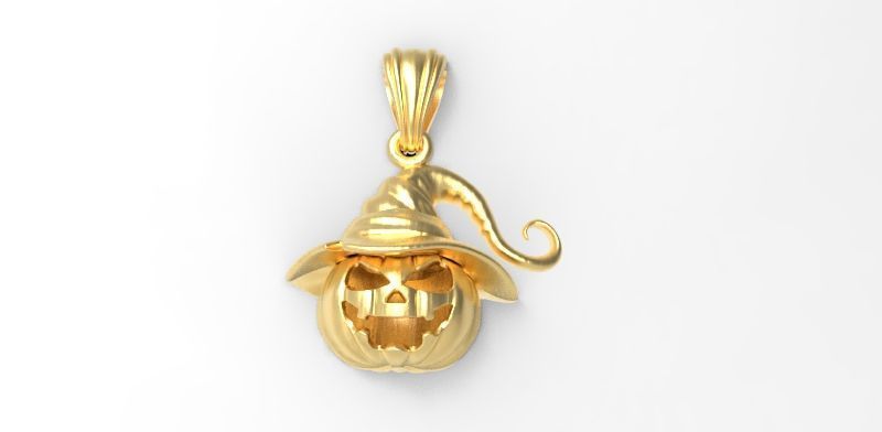 Pumpkin charm necklace vegetable garden pendant haloween 3D print model_22