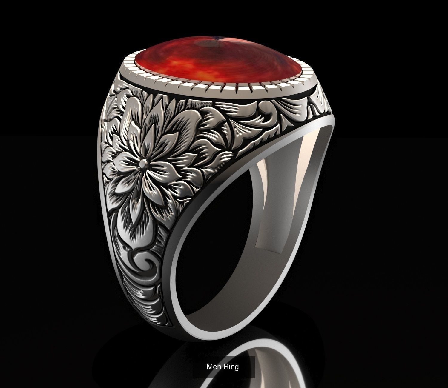 mens rings made of engraving pattern 3D Model Collection_3