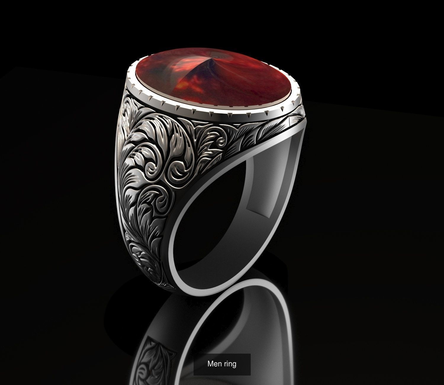 mens rings made of engraving pattern 3D Model Collection_4