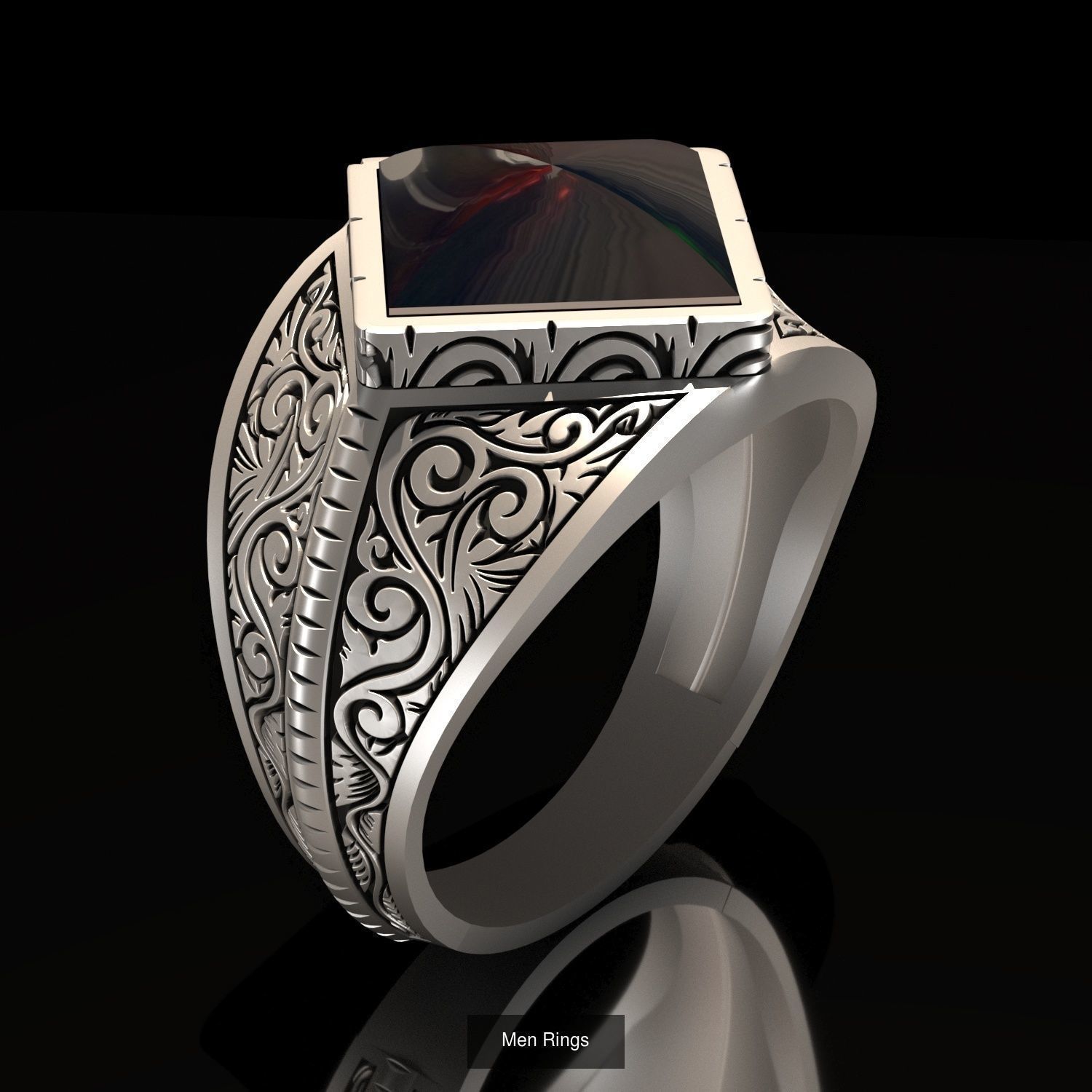 mens rings made of engraving pattern 3D Model Collection_2