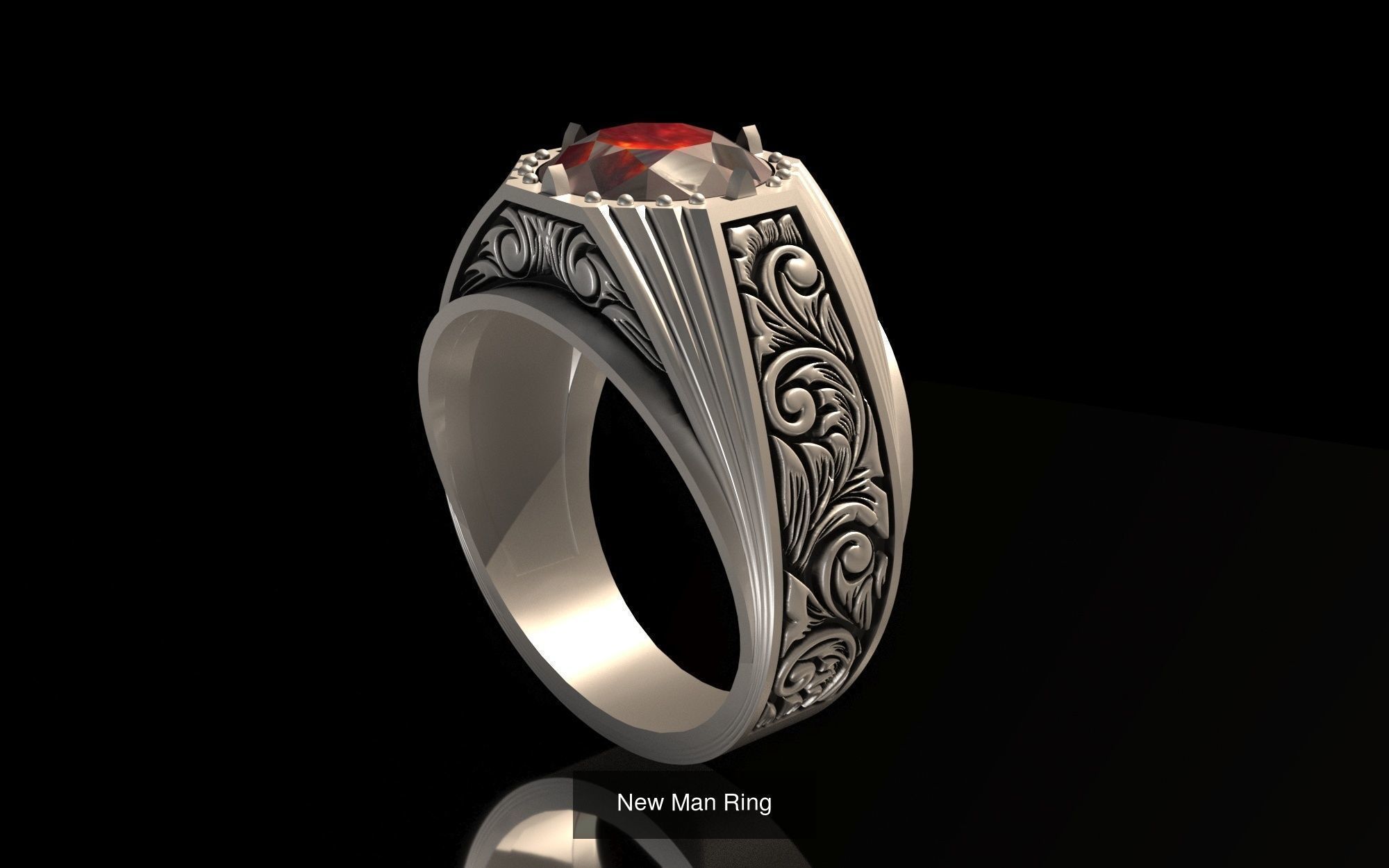 mens rings made of engraving pattern 3D Model Collection_10