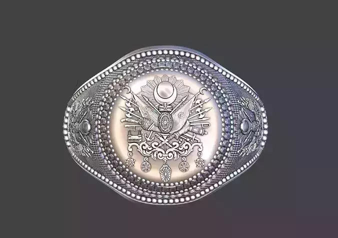 Ottoman coat of arms themed ring 3D print model
