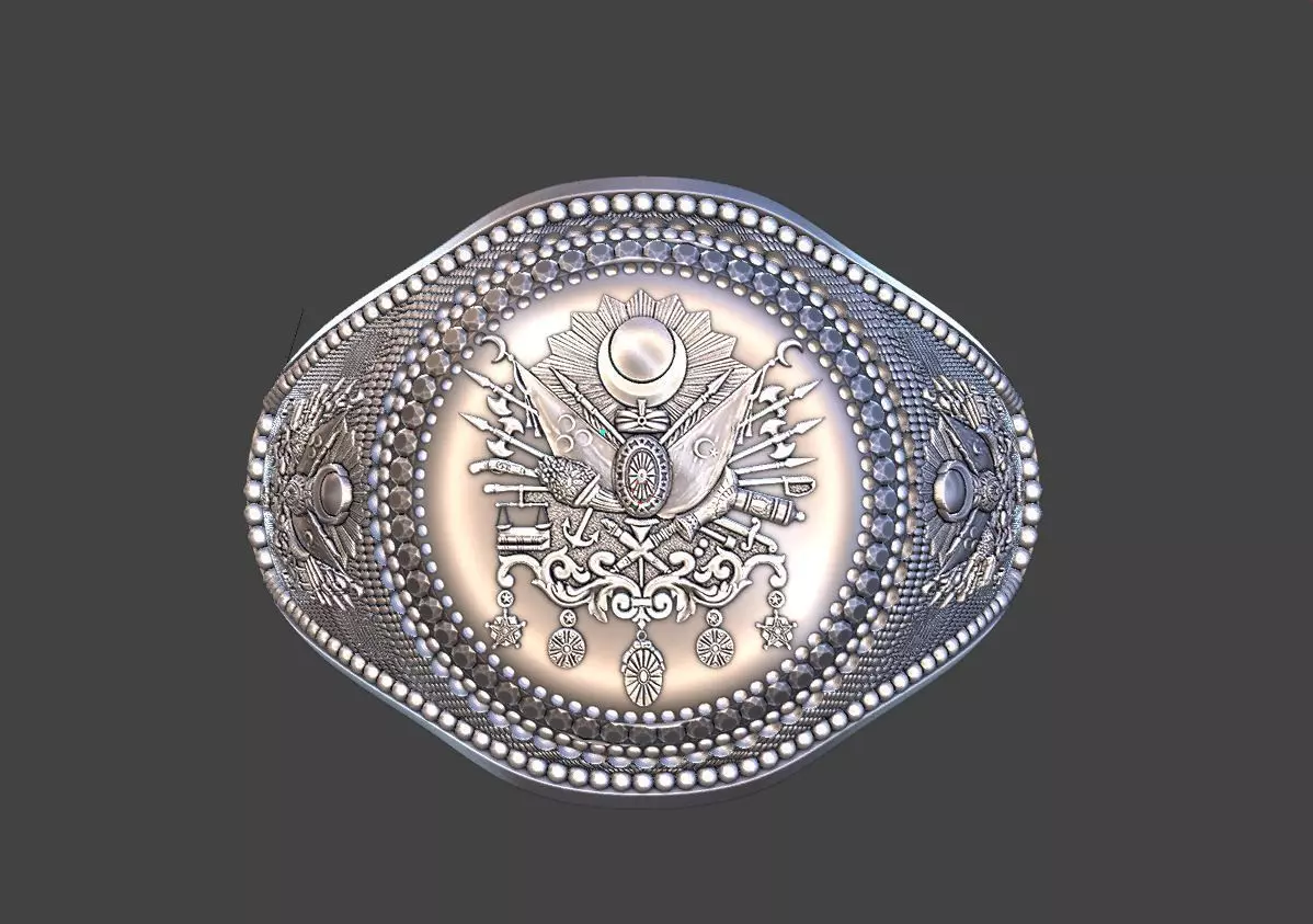 Ottoman coat of arms themed ring 3D print model