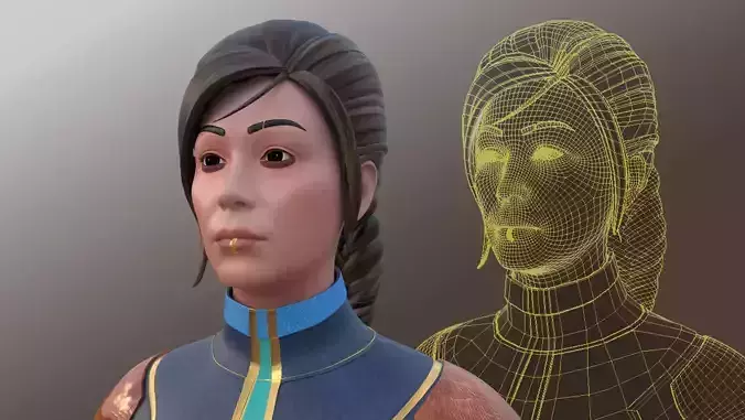 Sci-Fi Girl Character Model Low-poly 3D model