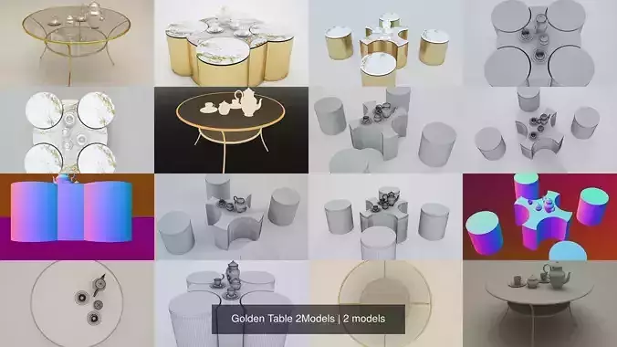 Golden Table 2Models 3D Model Collection