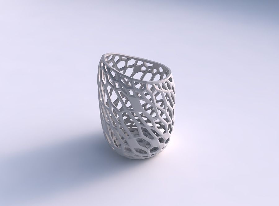 Vase twisted 2 with faceted organic lattice 3D print model_0
