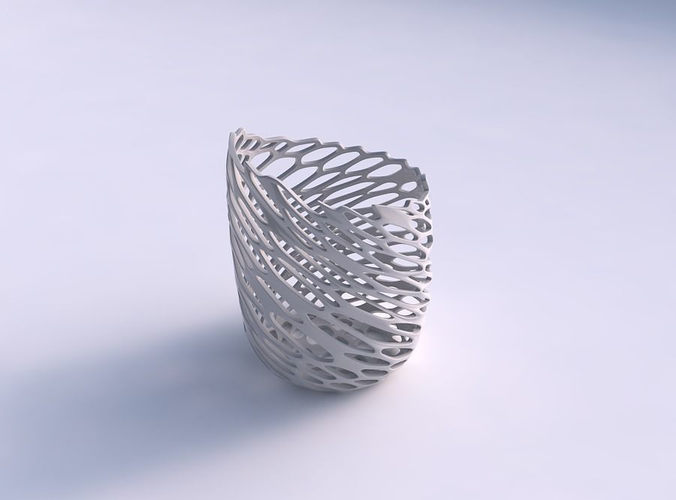 Vase twisted 2 with cracked and twisted organic lattice 3