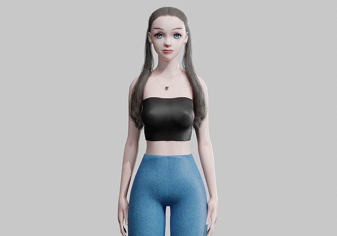 Pretty Young woman V24318  Low-poly 3D model