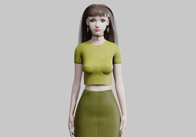 Pretty teen Woman V34286  Low-poly 3D model