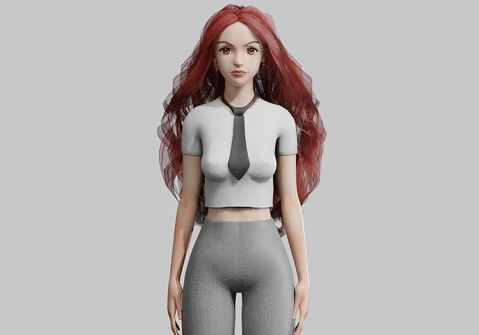 Basic sweet Woman V39081  Low-poly 3D model