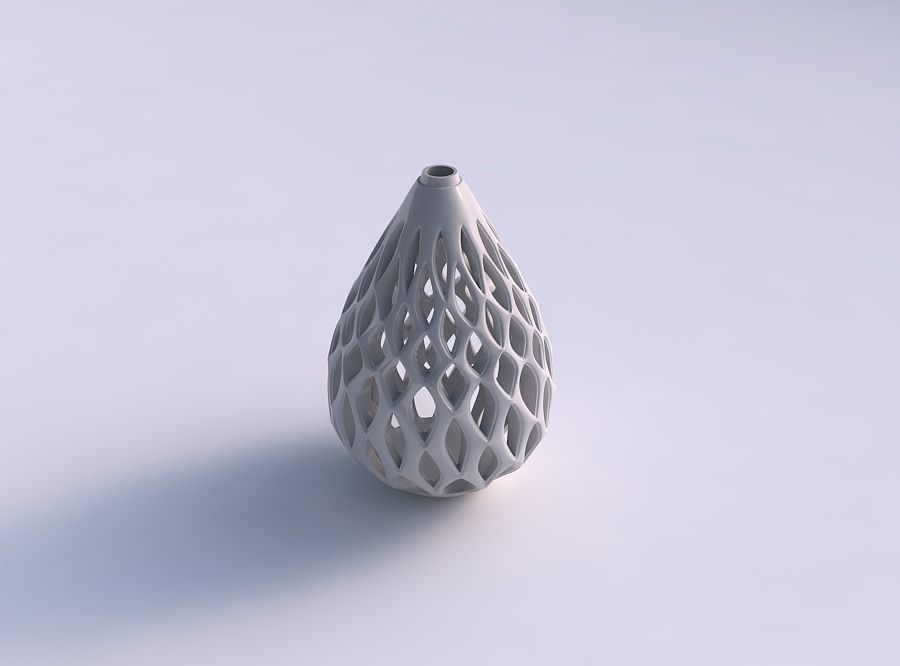 Vase twisted drop shape with smooth cuts and extruded top twi... 3D print model_0