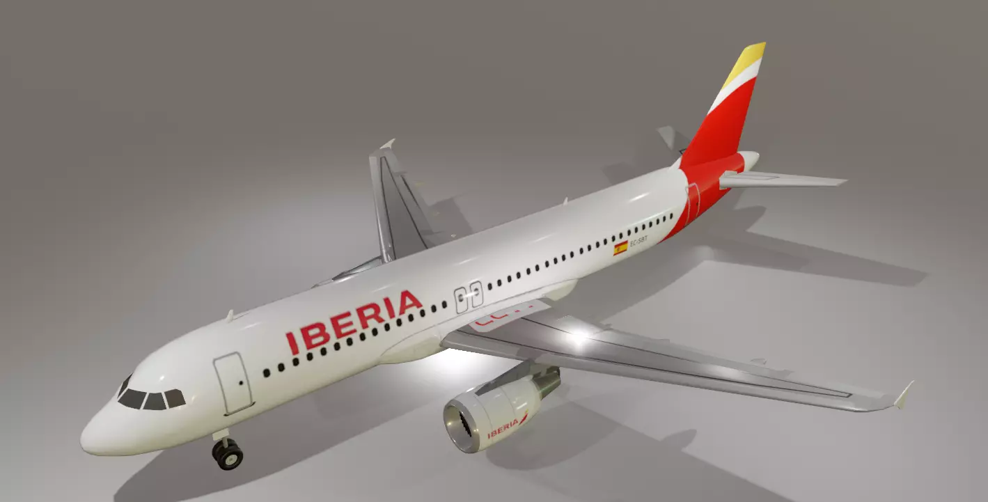 Iberia airbus a320-214 low poly 3d model Low-poly 3D model