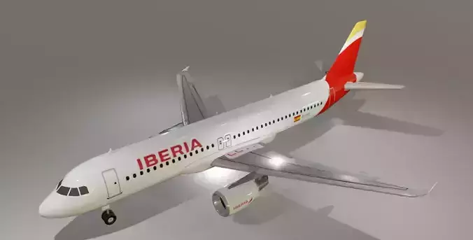 Iberia airbus a320-214 low poly 3d model  Low-poly 3D model