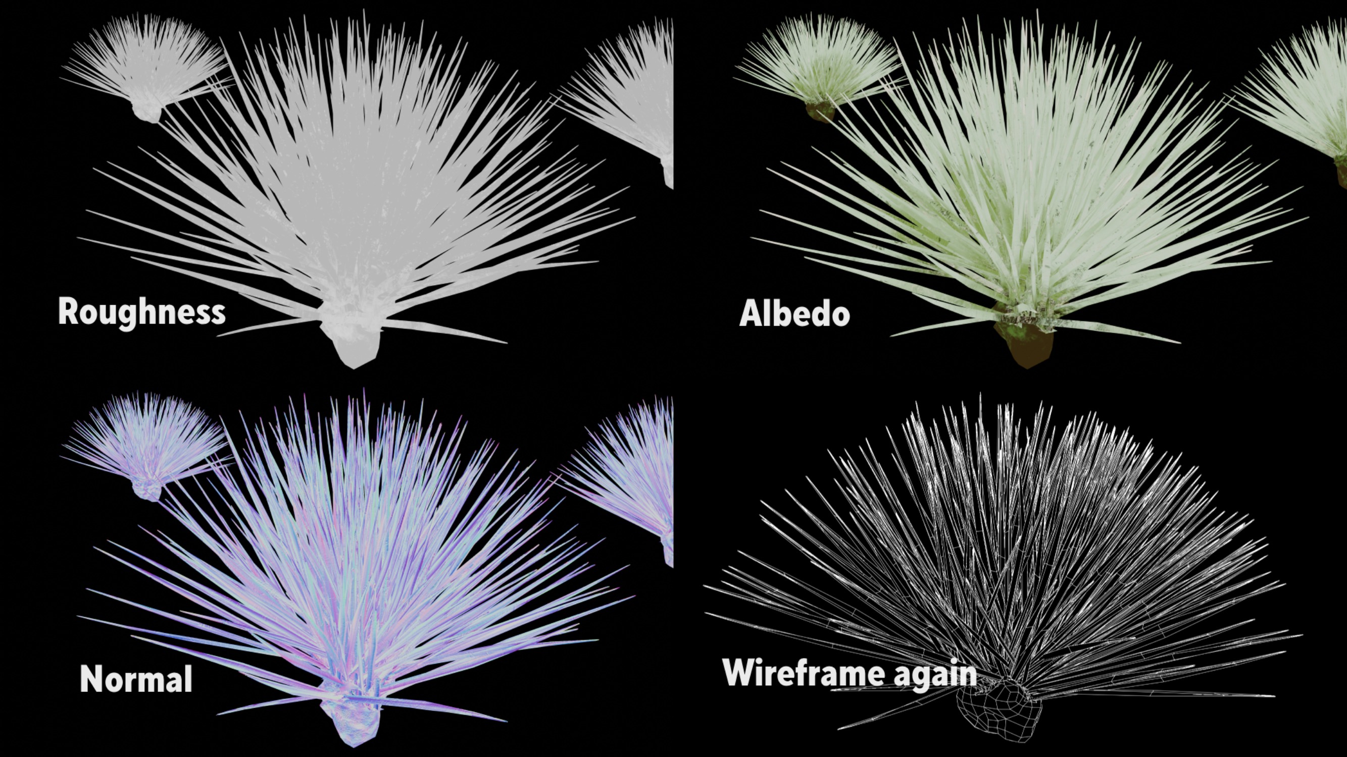 Desert Spike Plant game-ready Low-poly 3D model_2